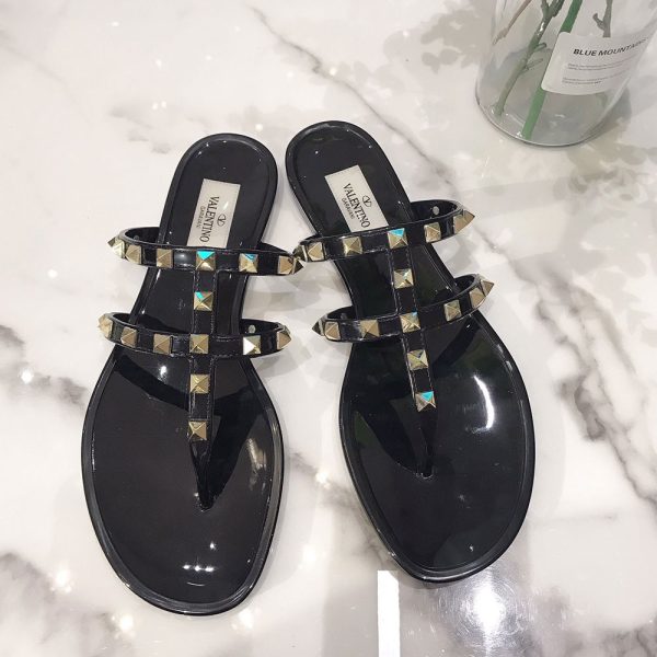 Valentino Rockstud Rubber Flat Flip Flops Slide Sandal(Replica) - Image 3