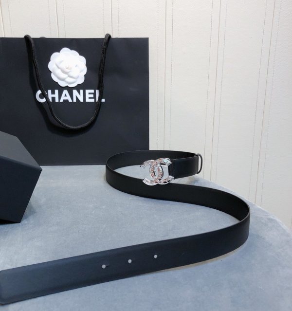 Chanel Belt With Double C Buckle Black With Full Silver Hardware Women Belt 30MM - Image 3