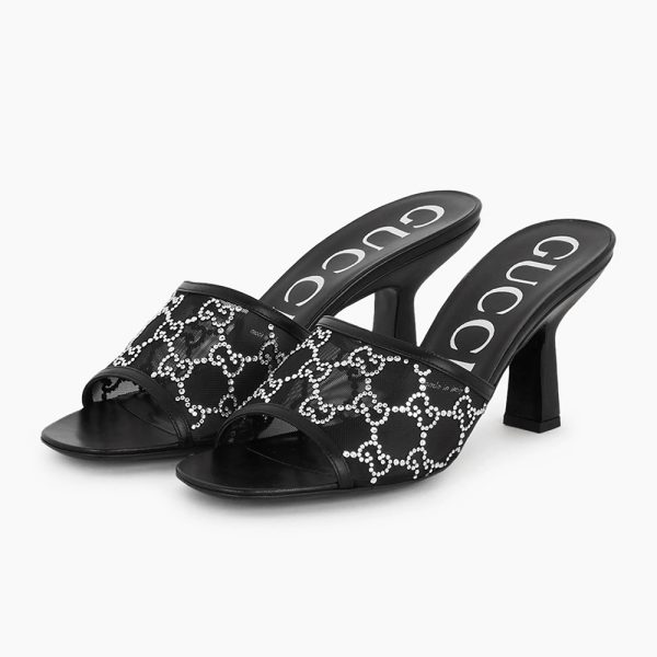 Gucci Mesh High heel Sandals Slide Sandal (Replica)