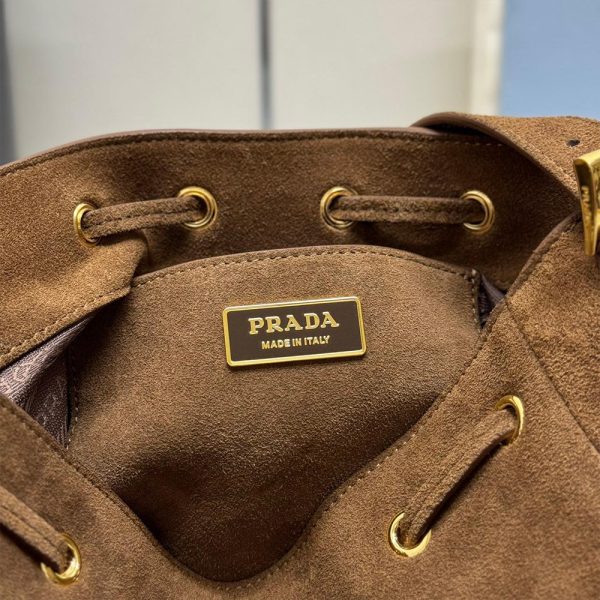 Prada Suede Bucket Bag 10A quality 1BE079 (Replica) - Image 9