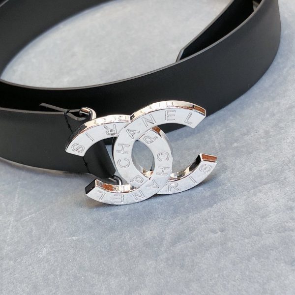 Chanel Belt With Double C Buckle Black With Full Silver Hardware Women Belt 30MM - Image 2