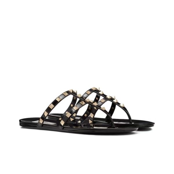 Valentino Rockstud Rubber Flat Flip Flops Slide Sandal(Replica)