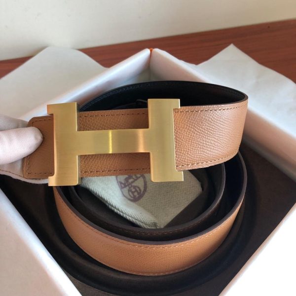 Hermes Mini Constance Guillochee Belt Buckle & Reversible Brown For Women - Image 3