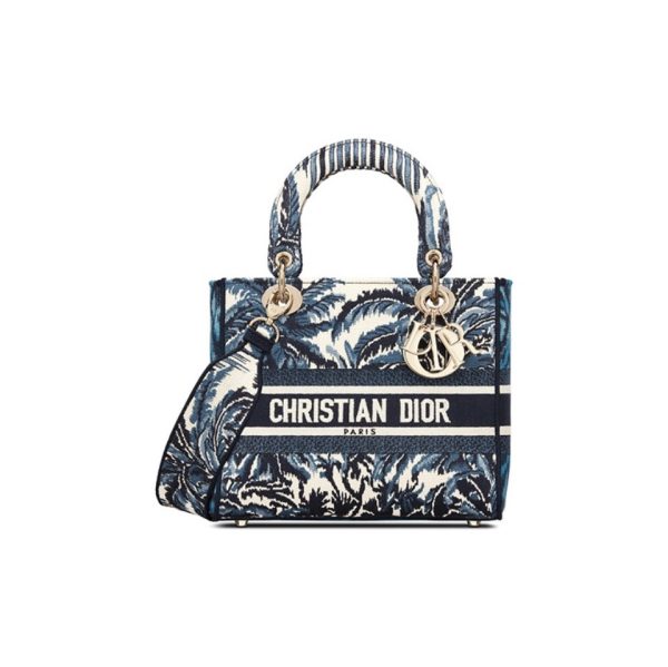 Dior The LADY D-LITE Bag Blue Dior Palms Embroidery M0565OREU_M928