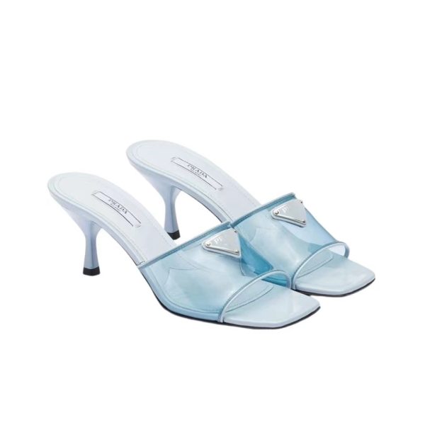 Prada Leather Heel Sandals Slide Sandal (Replica)