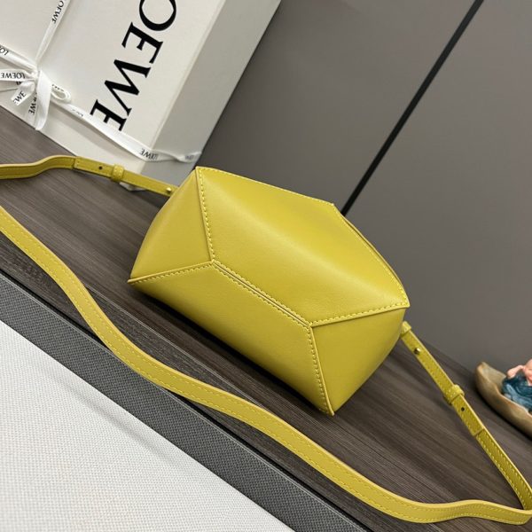 Loewe Mini Puzzle Fold Tote in shiny calfskin Yellow(Replica) - Image 2