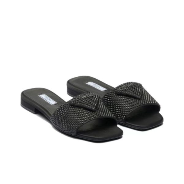 Prada Flat Bottom Band Drill Slide Sandal (Replica)