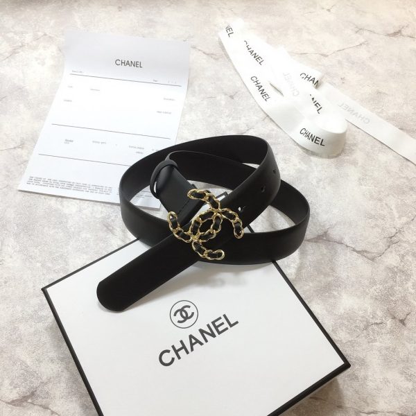 Chanel Belt With Double C Buckle Black with Mini Gold mix Black Hardware Women Belt 30MM