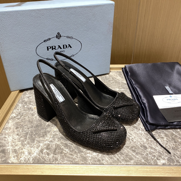 Prada  Thick Heel With Drill Slide Sandal (Replica) - Image 2