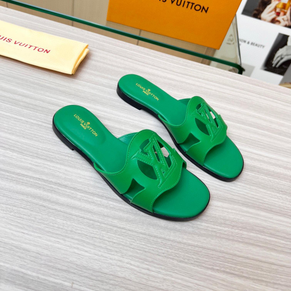 Louis Vuitton LV Lsola Leather Flat Aandals Slide Sandal (Replica) - Image 6