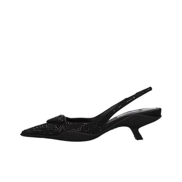 Prada  Fabric Pointy Stilettos 3CM Sandals Slide (Replica) - Image 2