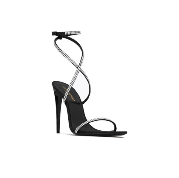 Saint Laurent YSL Rhinestone Set With Buckle Heels 10.5CM Slide Sandal (Replica)