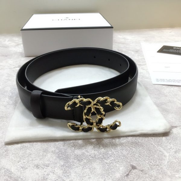 Chanel Belt With Double C Buckle Black with Mini Gold mix Black Hardware Women Belt 30MM - Image 4