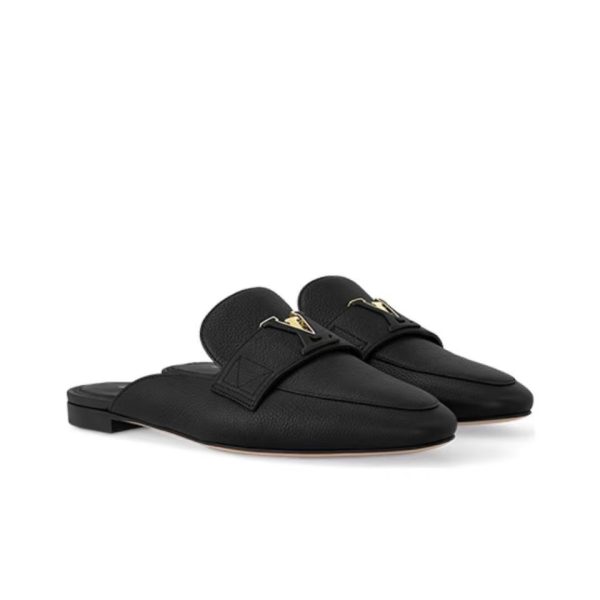 Louis Vuitton LV Leather Half-Pack Slingback Slide Sandals (Replica)