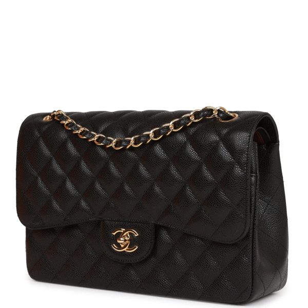 CHANEL Caviar Quilted Jumbo Double Flap Black 30CM(Replica) - Image 6