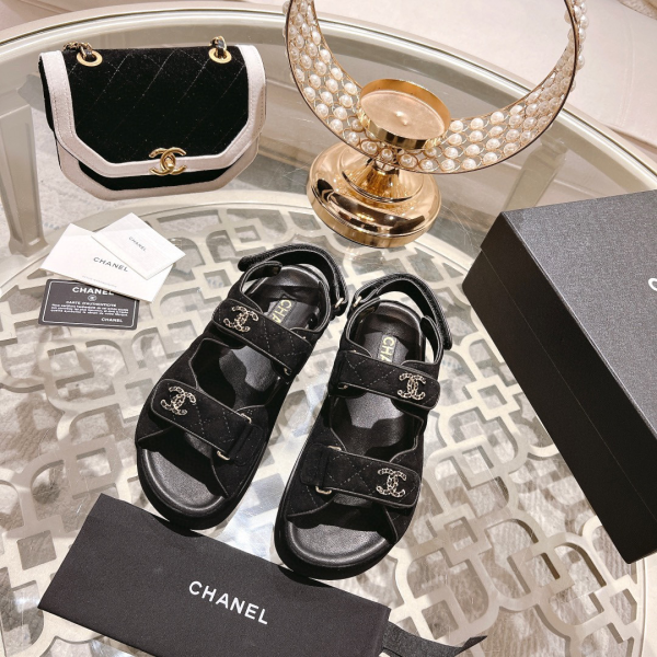 Chanel  Everything Fits Comfortably Hook And Loop Fasteners Sandals Slide（Replica）