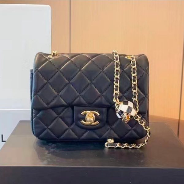 Chanel   Quilted Enamel CC Pearl Crush Mini Flap Black(Replica) - Image 3