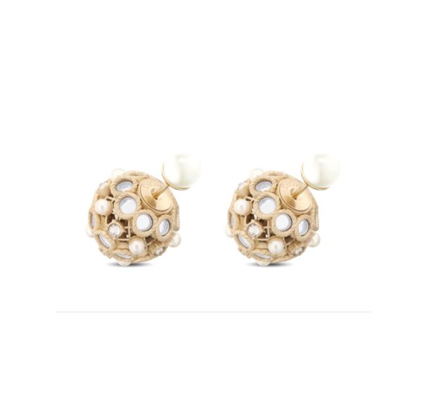 Christian Dior Round Diamond&Pearl Earrings