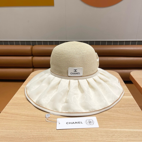 Chanel Bow With Large Brim And Small Face Visor  Sunhat （Replica）