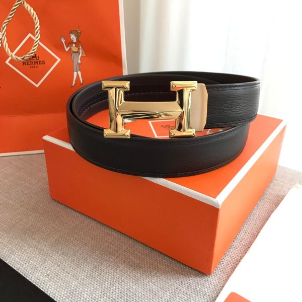 Hermes H Belt Buckle & Reversible Strap Black For Women