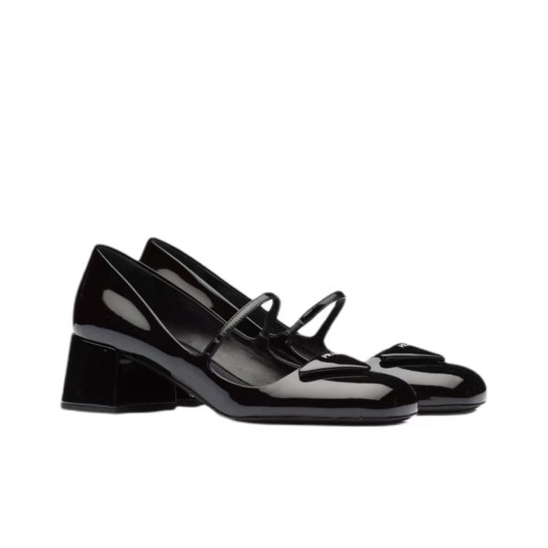 Prada  Patent Leather Medium Low 4.5CM Sandals Slide (Replica)