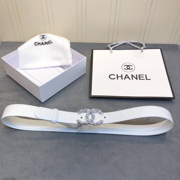 Chanel Belt With Double C Buckle White Women Belt 30MM - Image 3