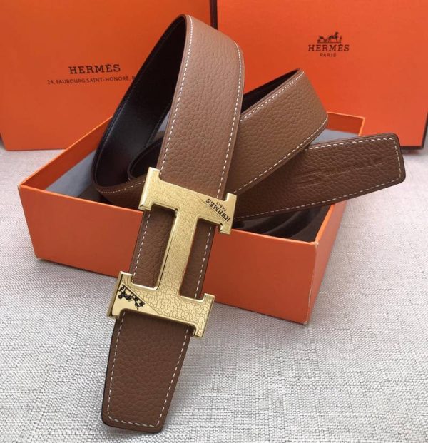 Hermes H Belt Buckle & Reversible Brown For Women - Image 3