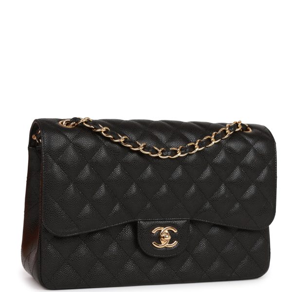 CHANEL Caviar Quilted Jumbo Double Flap Black 30CM(Replica) - Image 3