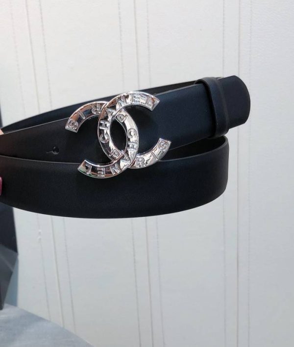 Chanel Belt With Double C Buckle Black With Full Silver Hardware Women Belt 30MM - Image 4