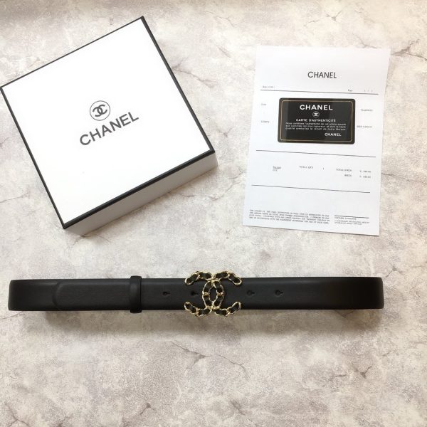 Chanel Belt With Double C Buckle Black with Mini Gold mix Black Hardware Women Belt 30MM - Image 2