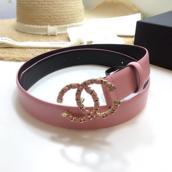 Chanel Belt With Double C Buckle Pink with Gold mix Pink Hardware Women Belt 30MM - Image 5