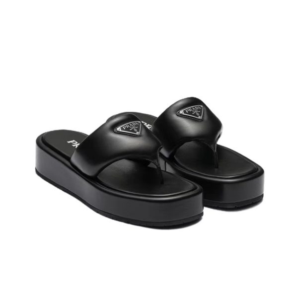 Prada Soft-Soled Leather Flip-Flops Slide Sandal (Replica)