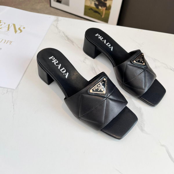 Prada  Comfort Goes With Everything 3.5CM Thick Heel Sandals Slide (Replica) - Image 4