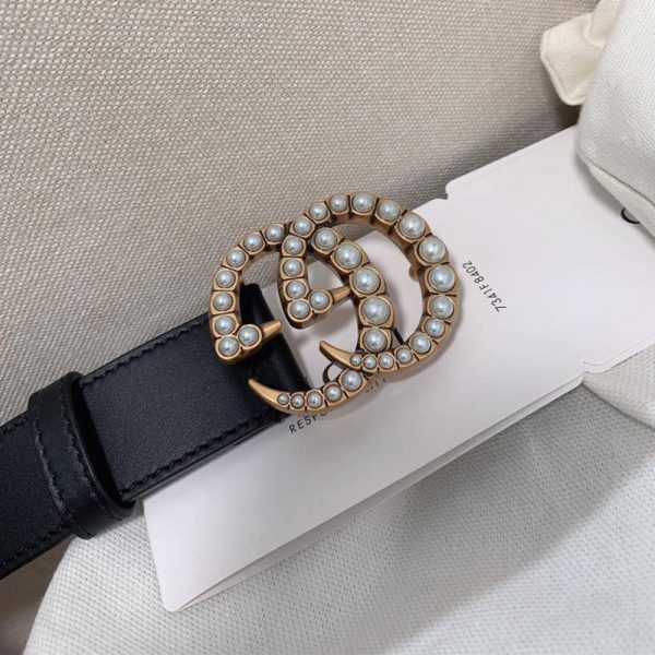 Gucci Cowhide Belt with Pearls 30MM