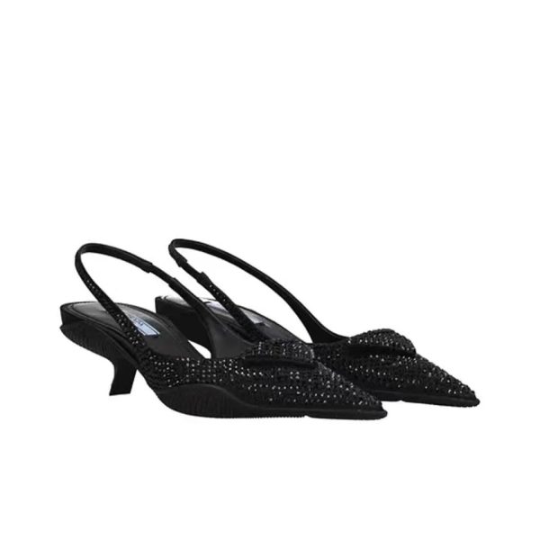 Prada  Fabric Pointy Stilettos 3CM Sandals Slide (Replica)