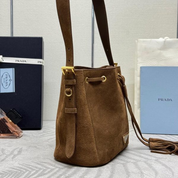 Prada Suede Bucket Bag 10A quality 1BE079 (Replica) - Image 4