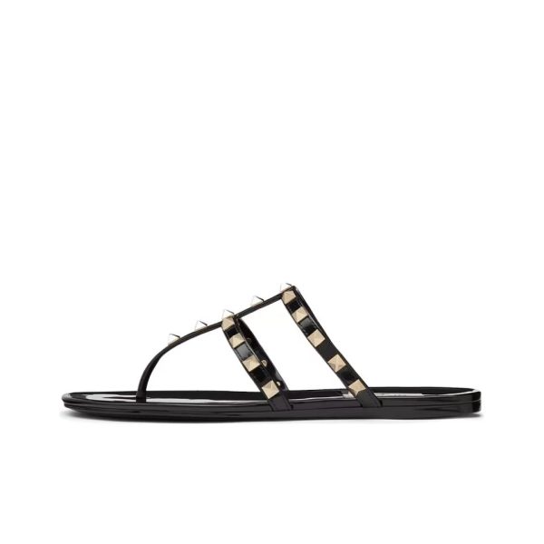 Valentino Rockstud Rubber Flat Flip Flops Slide Sandal(Replica) - Image 2