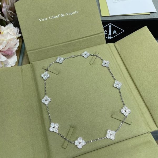 Van Cleef & Arpels Vca Diamond Four-Leaf Clover Necklace