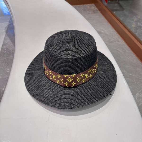 Louis Vuitton LV Flat Straw Beach Hat Sunhat （Replica） - Image 4