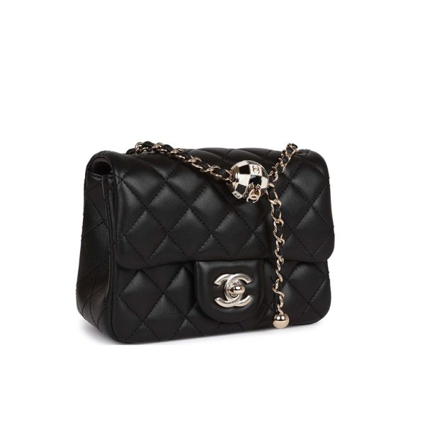 Chanel   Quilted Enamel CC Pearl Crush Mini Flap Black(Replica) - Image 2