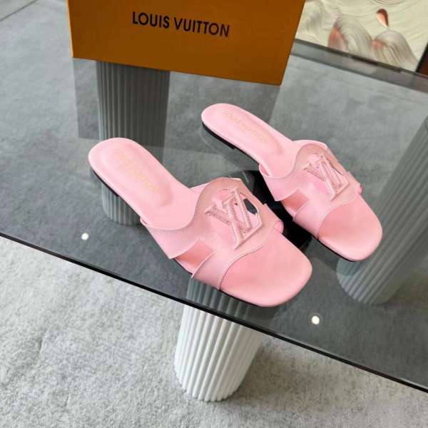 Louis Vuitton LV Lsola Leather Flat Aandals Slide Sandal (Replica) - Image 9